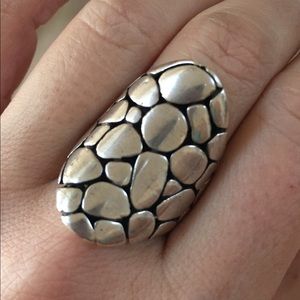 Sterling Silver Long Pebble Style Ring size 6/7